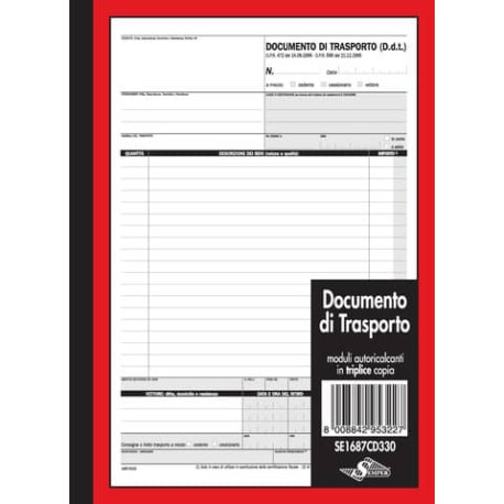 Documento di trasporto Semper blocco di 33/33/33 copie autoricalcanti 29,7x21,5 cm - SE1687CD330