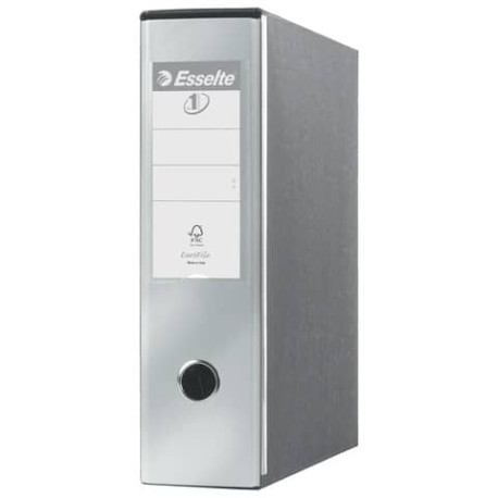 Registratore con custodia Esselte G53 EUROFILE commerciale D8 cartone rivestito PP grigio metallizz.