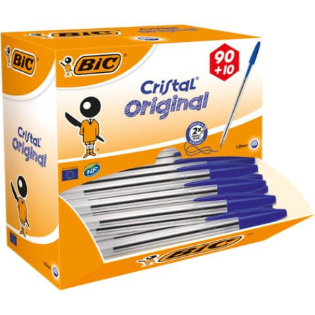 Penne a sfera BIC Cristal M 1 mm blu  value pack 90+10 - 942910