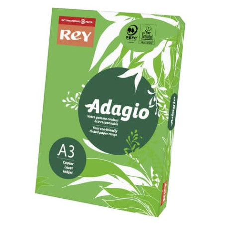 Carta colorata A3 INTERNATIONAL PAPER Rey Adagio verde intenso 52 risma 250 fogli - ADAGI160X500