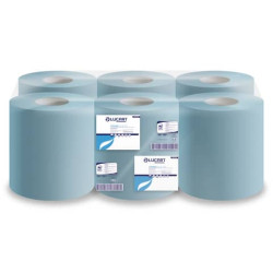 Asciugamani industriali multiuso 2 veli Lucart blu 6 rotoli da 450 strappi - 852105