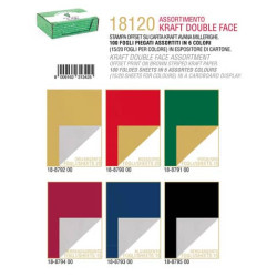 Carta regalo Kartos kraft Double Face 6 colori assortiti conf. 100 fogli - 18120