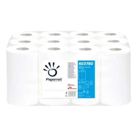 Asciugamani in Rotolo a devolgimento Papernet - 163 strappi - 2 veli - 21,4x35 cm - Conf. 12 pezzi -