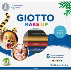 Set di 6 matite cosmetiche GIOTTO Make Up bianco, rosso, nero, giallo, verde, blu - conf. 6 pezzi - 