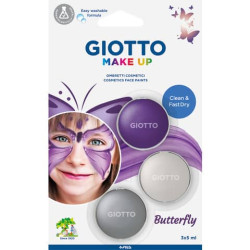 Tris ombretti cosmetici Giotto Make Up viola metallizzato, bianco metallizzato, argento - cf 3 pz - 