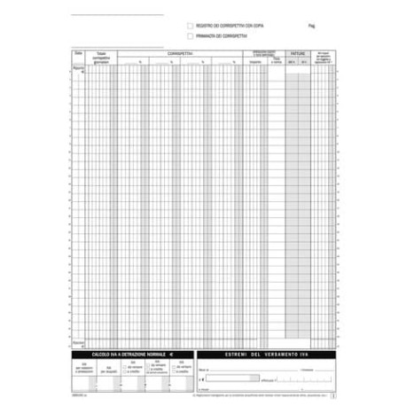 Registro Corrispettivi primanota dettaglianti Flex blocco di 24/24 copie autoricalcanti 168524C00