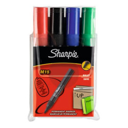 Marcatori permanenti Sharpie M15 punta tonda 1,8 mm Nero/Blu/Rosso/Verde Set da 4 - S0187296