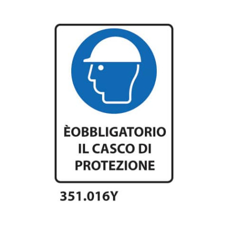 Cartello di obbligo "Obbligatorio usare casco di protezione'' 33x50 cm - 351.016Y