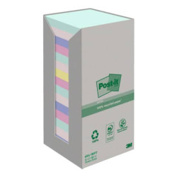 Foglietti Post-it® Notes carta riciclata 76x76mm assort pastello Torre da 16 blocchetti da 100 ff - 