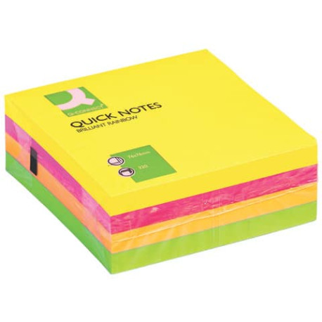 Foglietti riposizionabili Q-Connect assortiti neon 76x76mm Blocco da 320 fogli - KF01348