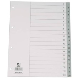 Divisore numerico Q-Connect grigio 22,5x29,7 cm ppl 1-20 KF01828