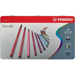 Pennarelli Stabilo Pen 68 1 mm scatola di metallo assortiti Conf. 40 pezzi - 6840-6