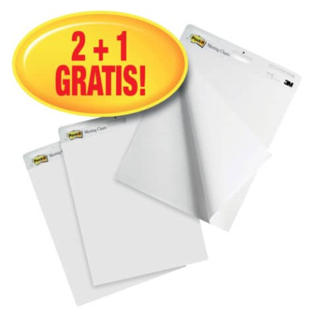 Blocchi lavagna Post-it® Meeting Chart bianco 63,5x77,5 cm 30 fogli Promo Pack 2+1 GRATIS - 70000816