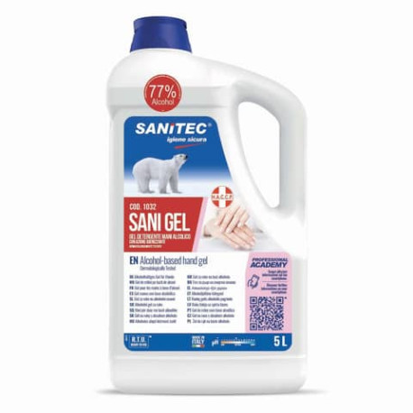 Gel igienizzante mani a base alcolica Sanitec Sani Gel Alcol 70% - trasparente flacone 4,5 kg - 1032