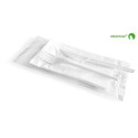 Set posate in PLA monouso Scatolificio del Garda forchetta-coltello-tovagliolo bianco - Conf. 100 pe