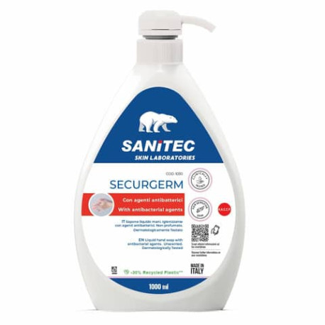 Sapone liquido Sanitec Securgerm 2 antibatterici clorexidina e acido lattico - flacone 1000 ml - 103