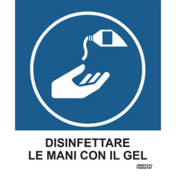 Adesivo segnaletico Markin "Disinfettare le mani con il gel" in LWM - 12,5x15,2 cm - Conf. 2 pezzi -