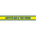 Adesivo segnaletico calpestabile Markin "Aspetta qui il tuo turno" in PVC 98x8,5 cm - Conf. 2 pezzi 