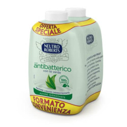 Ricarica sapone Neutro Roberts Antibatterico con tè verde - 200 ml Conf 2 pezzi - R908140NR