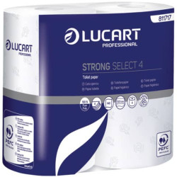 Carta igienica 4 veli Lucart Strong Elite - rotolo da 140 strappi 9,6x 13,5 cm bianco -  Conf. 4 rot