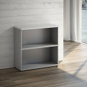 Contenitore a giorno basso a 2 vani LineKit Flat 90x40,1xH.87,7 cm top grigio - ripiani trama grigio