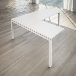 Scrivania ad angolo LineKit Swing 5050 160x160xH.75 cm - piano bianco - struttura bianco - S4522ABIB