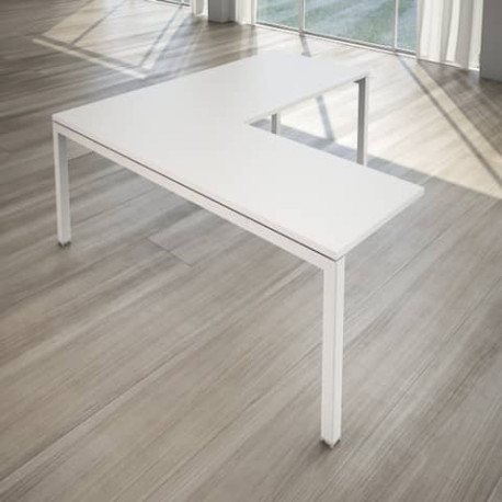 Scrivania ad angolo LineKit Swing 5050 180x160xH.75 cm - piano bianco - struttura bianco - S4532ABIB