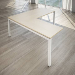 Scrivania ad angolo LineKit Swing 5050 180x160xH.75 cm - piano rovere - struttura bianco - S4532AROB