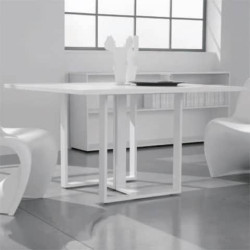 Tavolo riunione meeting LineKit Swing Twist 120x120xH.73 cm - piano bianco - struttura bianco - T603