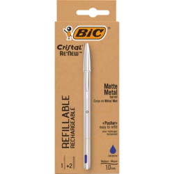 Penna a sfera ricaricabile BIC Cristal Re-New 1 mm blu 997202