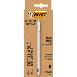 Penna a sfera ricaricabile BIC Cristal Re-New 1 mm nero 997201