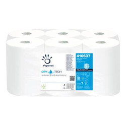 Asciugamano Autocut Papernet Dry Tech 1 velo - bobina 165 m - bianco Conf 6 bobine - 416637