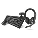 Set 4-in-1 Home Office Trust  QOBY nero tastiera wireless + mouse wireless + webcam HD + cuffie over