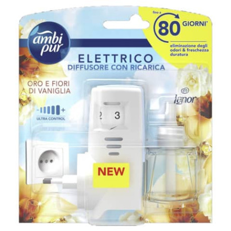 Starter Kit diffusore elettrico più ricarica Ambi Pur Lenor 20 ml  Oro e fiori di vaniglia - AH96