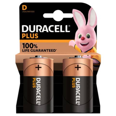 Batteria alcaline Duracell Plus100 Torcia D MN1300 mAh  - blister da 2  - DU0401