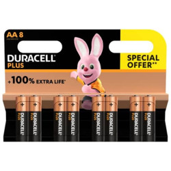 Batterie alcaline Duracell Plus100 Stilo AA  - MN1500 mAh - blister da 8 - DU0111