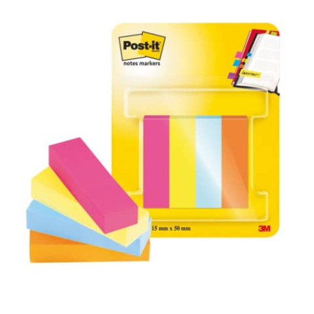 Segnapagina removibili in carta Post-it® Poptimistic 15x50 mm Conf. 4 blocch. da 50 ff Post-it® asso