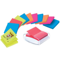 Dispenser ricaricabile PRO per Post-it® Z-Notes + 12 blocchetti 76x76mm assortiti Post-it® trasparen