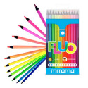 Pastelli Fluo Mitama fusto tondo - mina 3,3 mm - colori assortiti - pack ecologico - conf. 12 pezzi 