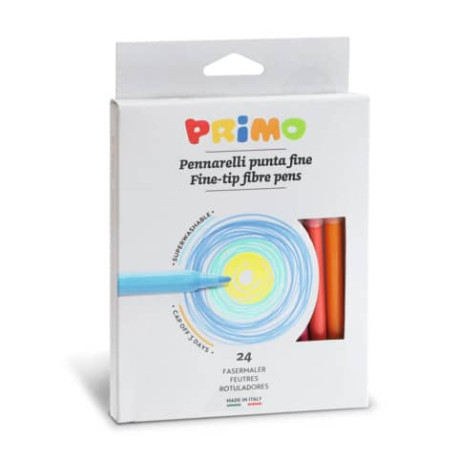 Pennarelli superlavabili punta fine Primo diametro 2,5 mm - colori assortiti scatola di cartone 24 p