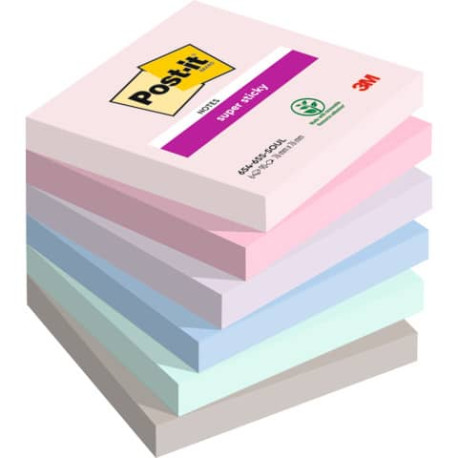 Foglietti Post-it® Super Sticky Soulful conf. 6 blocchetti da 90 ff - 76x76 mm - 654-6SS-SOUL