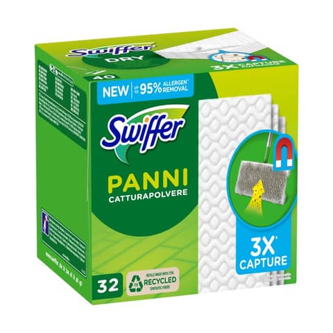 Panni ricarica per pavimenti Swiffer Dry bianco - conf. 32 pz - PG200 -  Lineacontabile