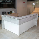 Reception angolare con scrivania da 80 cm bianco/cemento LineKit 163x163xH.109 cm - B1590NBI