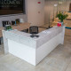 Reception angolare Welcome IN con scrivania da 120 cm bianco/cemento LineKit 163x203xH.109 cm - B149