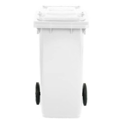 Bidone carrellato per raccolta differenziata 120 lt con coperchio PEHD Mobil Plastic bianco - 1/120/