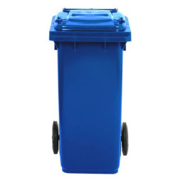 Bidone carrellato per raccolta differenziata 120 lt con coperchio PEHD Mobil Plastic blu - 1/120/5-B