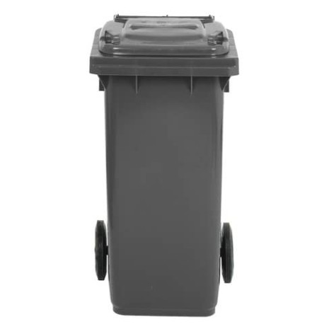 Bidone carrellato per raccolta differenziata 120 lt con coperchio PEHD Mobil Plastic grigio - 1/120/