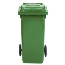 Bidone carrellato per raccolta differenziata 120 lt con coperchio PEHD Mobil Plastic verde chiaro - 