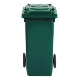 Bidone carrellato per raccolta differenziata 120 lt con coperchio PEHD Mobil Plastic verde scuro - 1