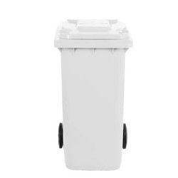 Bidone carrellato per raccolta differenziata 240 lt con coperchio PEHD Mobil Plastic bianco - 1/240/